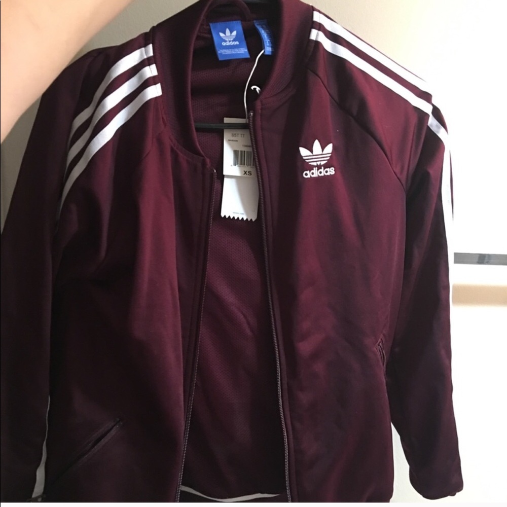 Burgundy Adidas Track Jacket